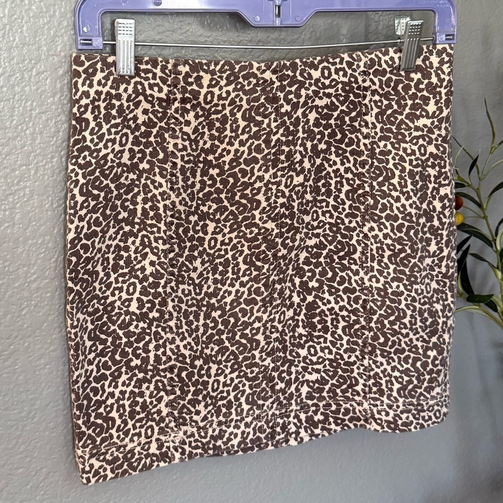 Free People Brown Leopard Mini Skirt